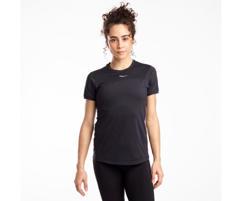 Tenis Saucony Drafty Short Sleeve Mujer Tops Ropa Negras México MX-089-GF